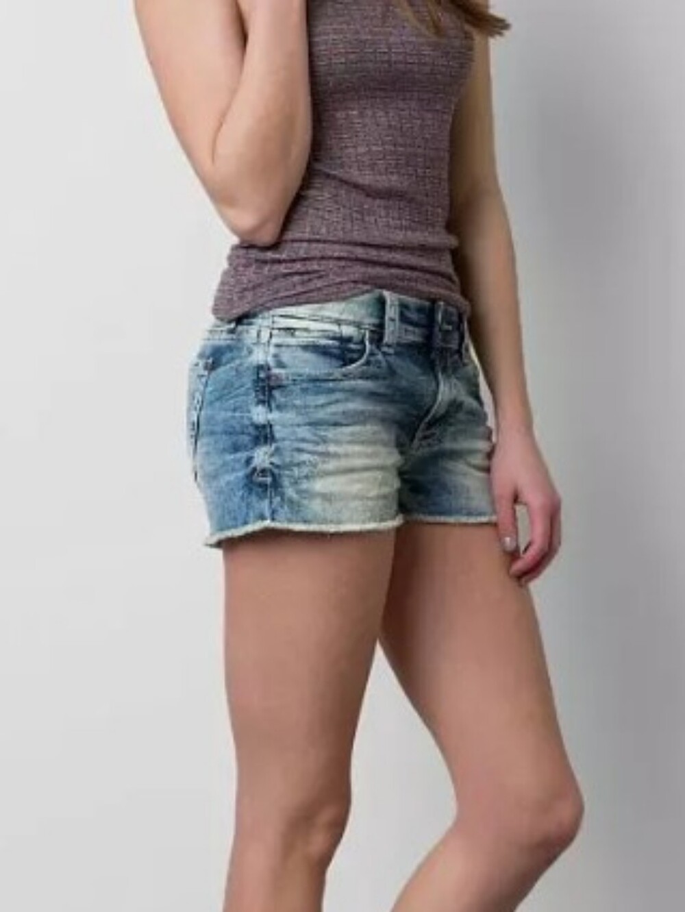 Buckle Black Denim Cut-Off Shorts Distressed Acid-Wash Style 256 Size 25